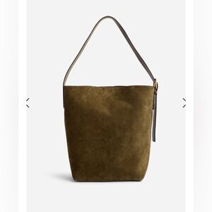 Madewell Olive Suede Essential Bucket Tote